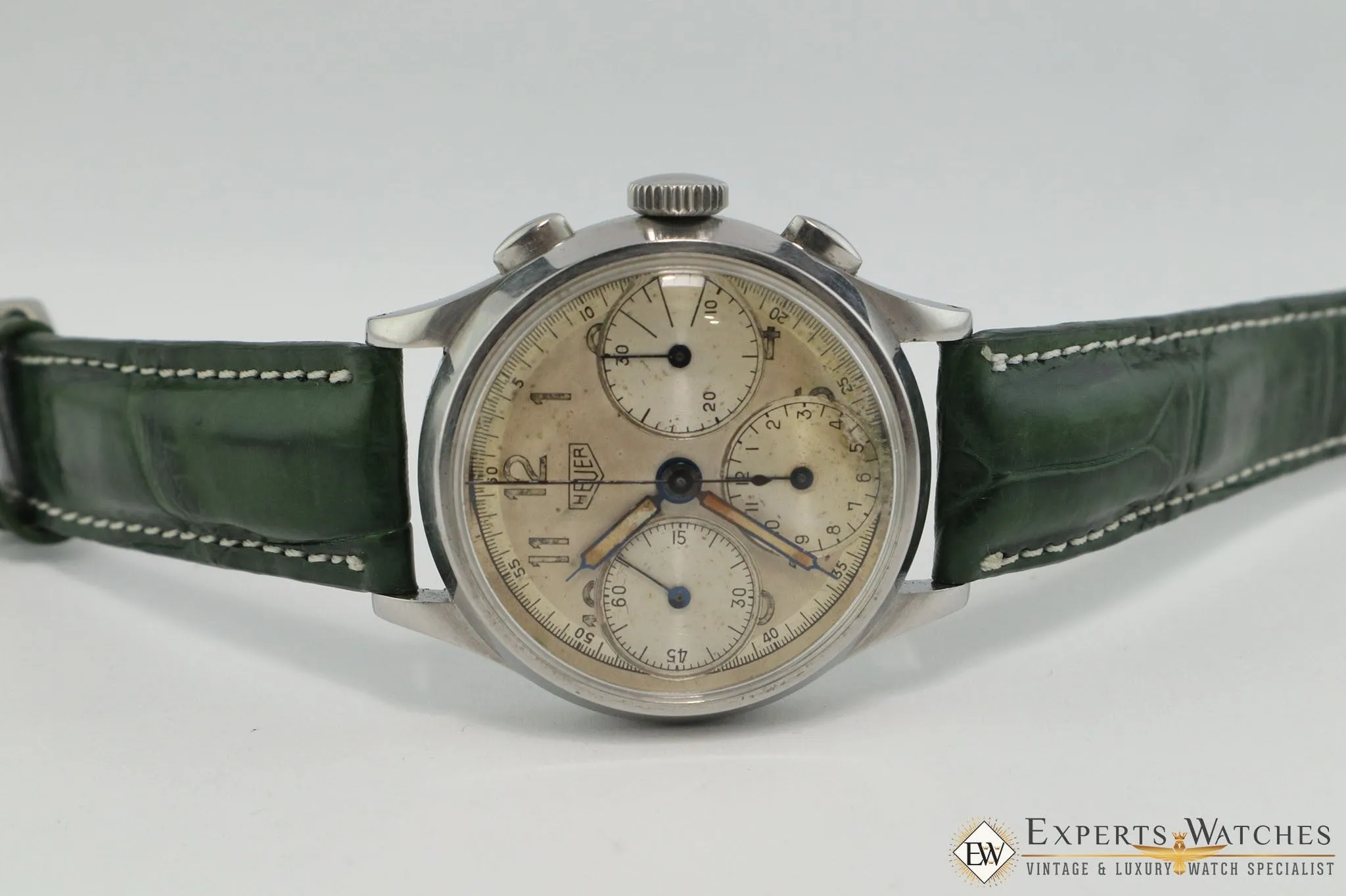 Serviced 1940's Vintage Heuer 345 Big Eye Chronograph Valjoux 71 Pre-Carrera