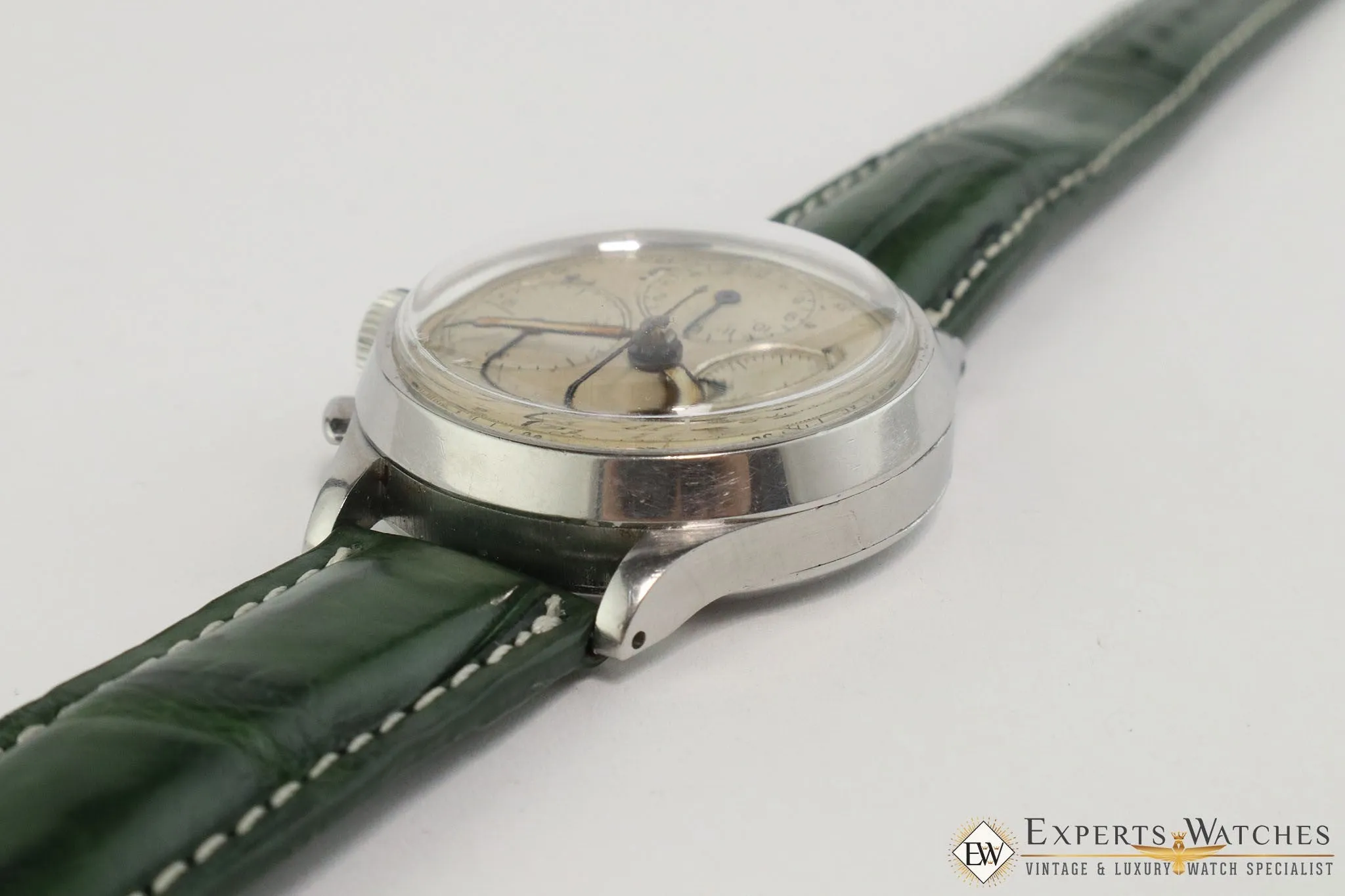 Serviced 1940's Vintage Heuer 345 Big Eye Chronograph Valjoux 71 Pre-Carrera