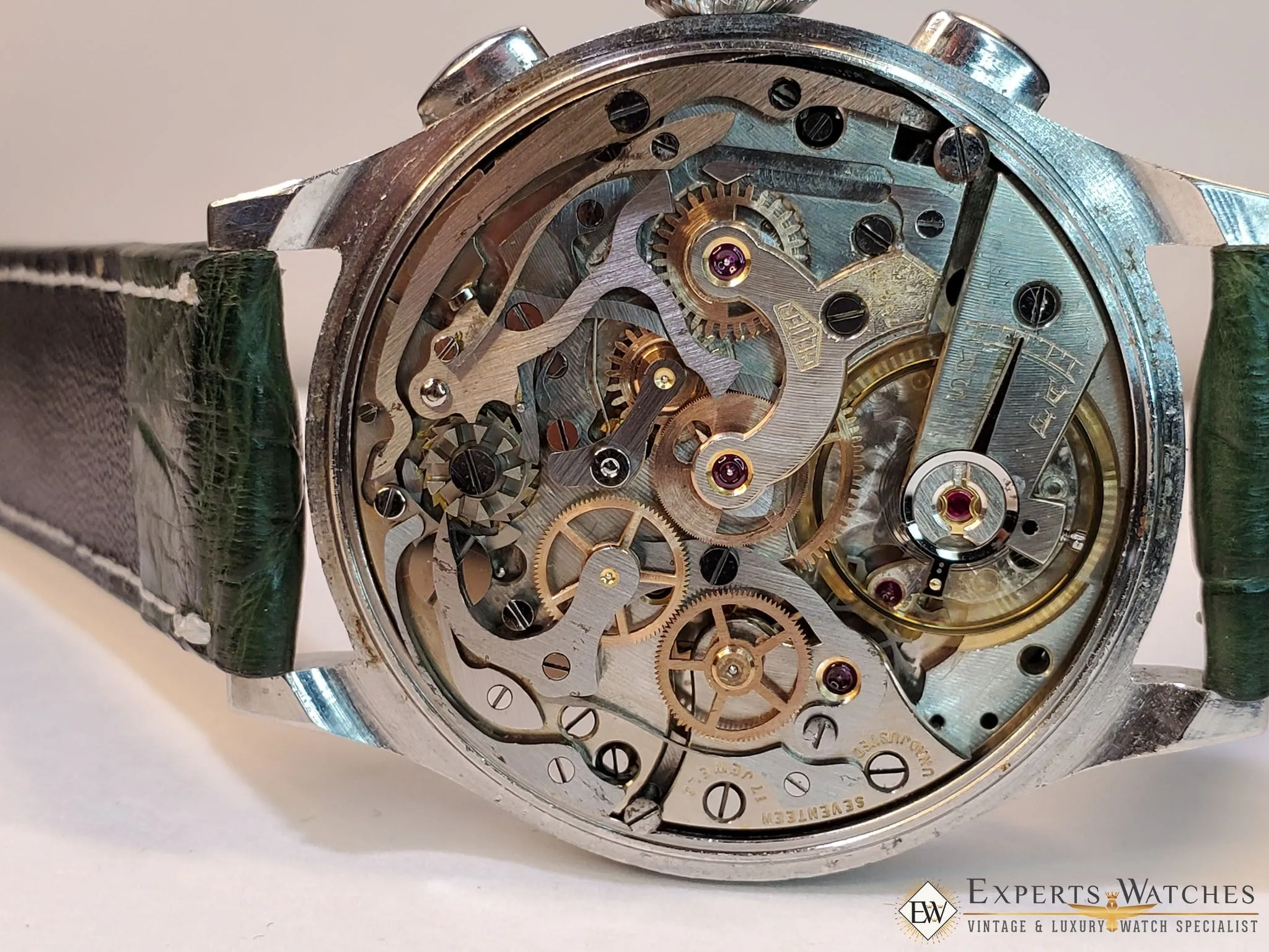 Serviced 1940's Vintage Heuer 345 Big Eye Chronograph Valjoux 71 Pre-Carrera