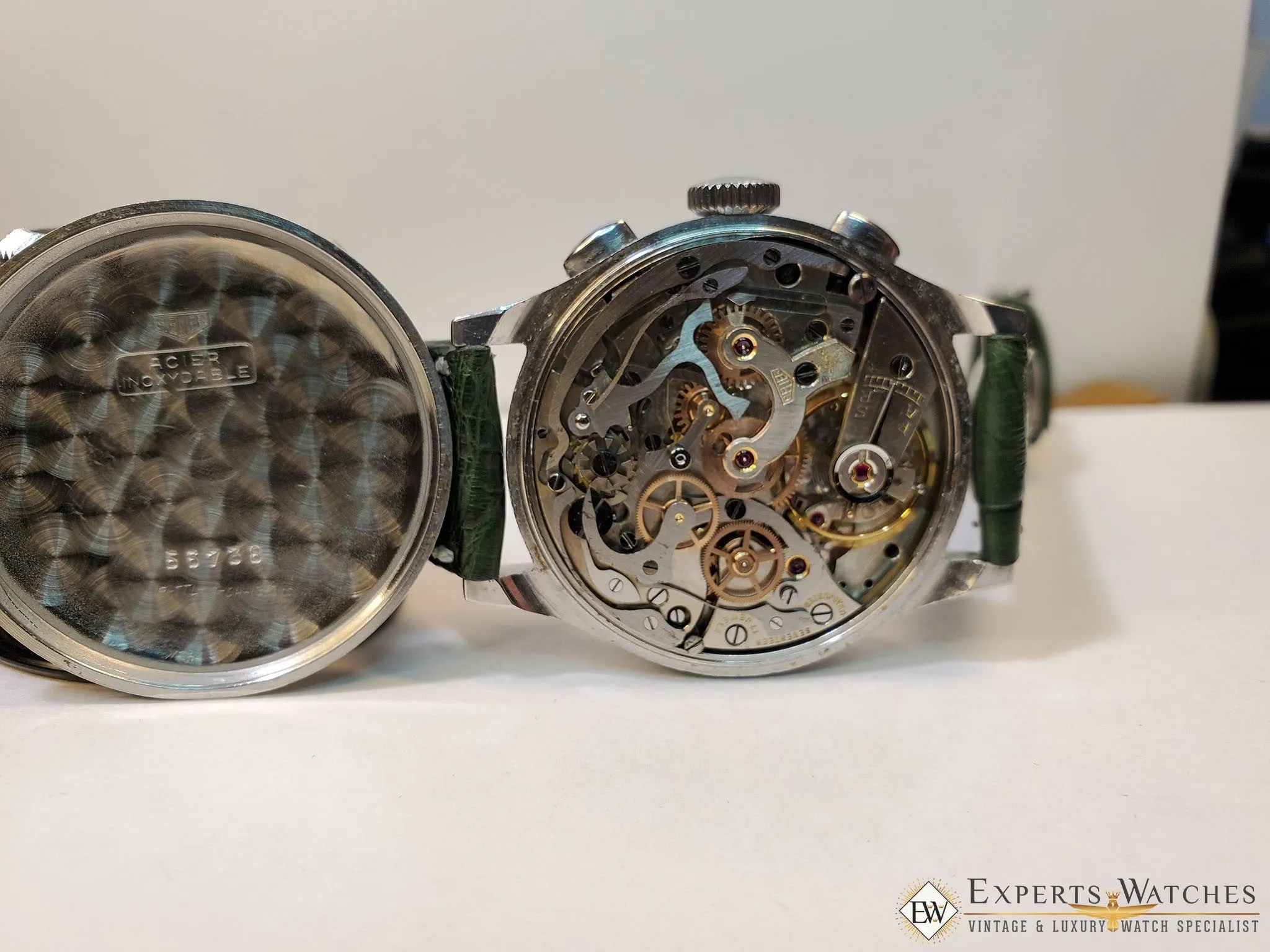 Serviced 1940's Vintage Heuer 345 Big Eye Chronograph Valjoux 71 Pre-Carrera