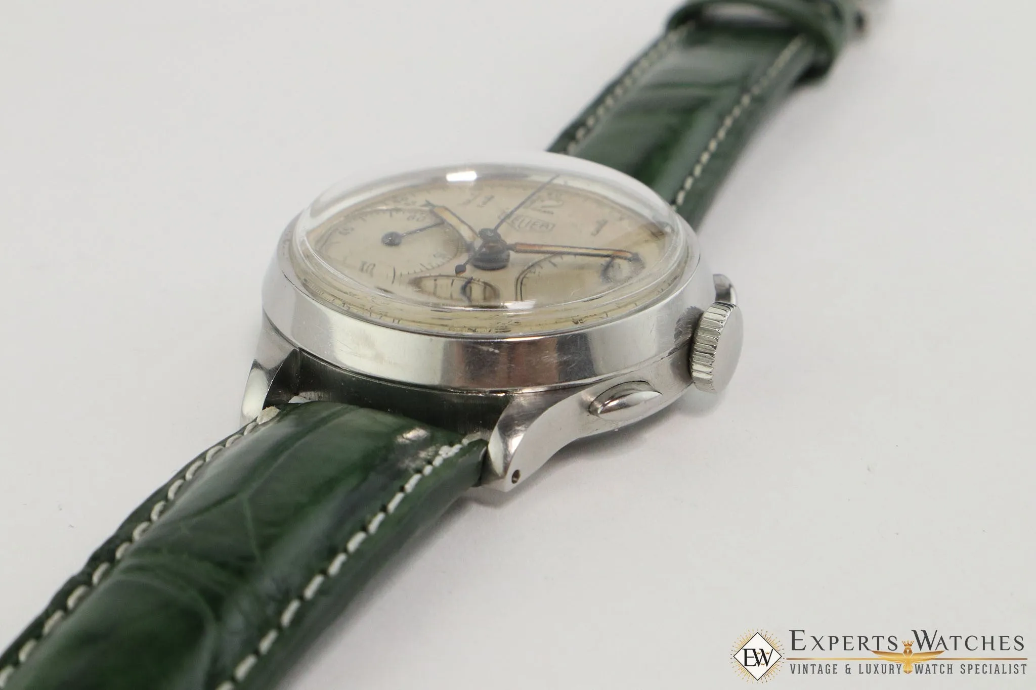Serviced 1940's Vintage Heuer 345 Big Eye Chronograph Valjoux 71 Pre-Carrera