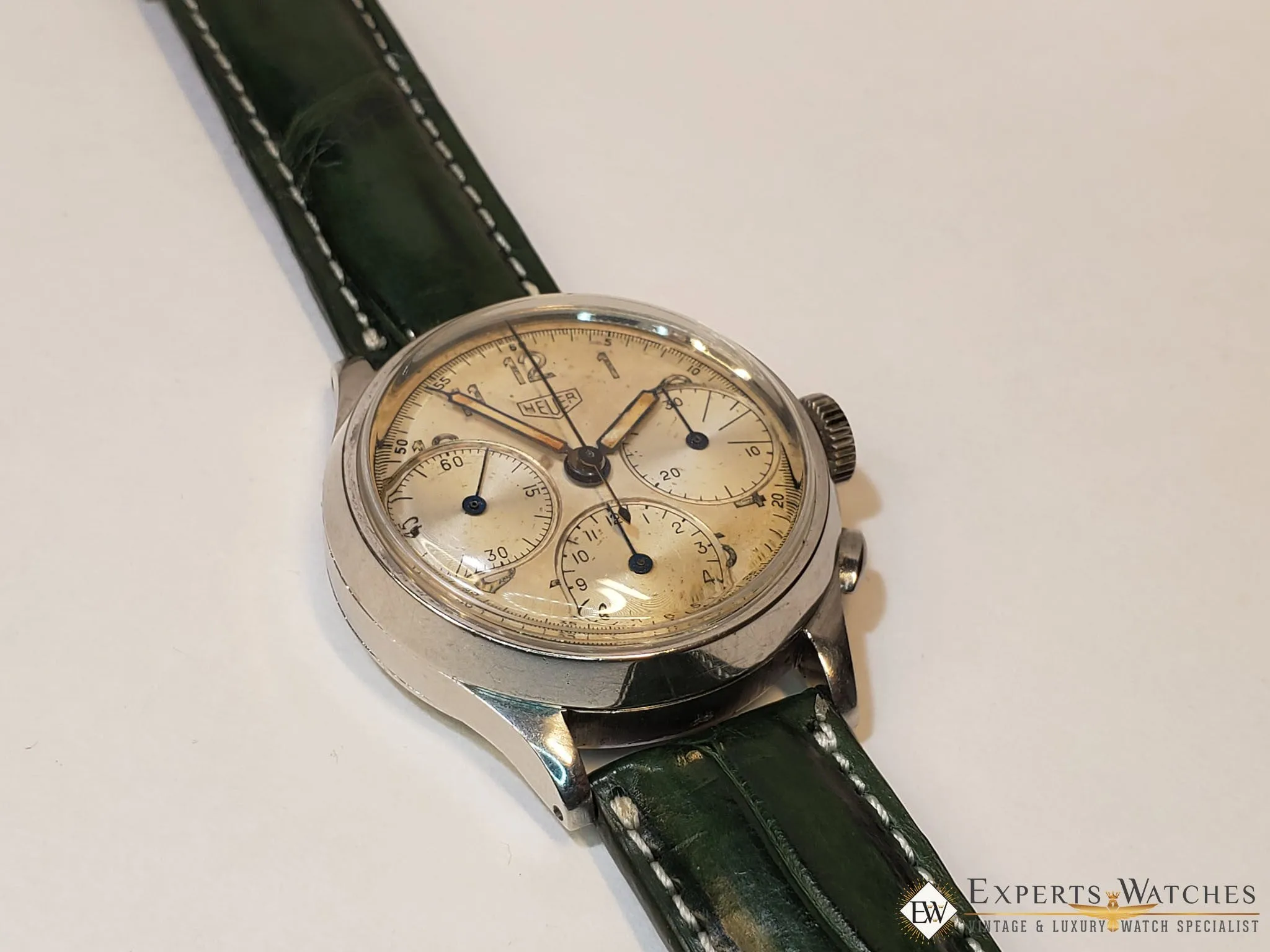 Serviced 1940's Vintage Heuer 345 Big Eye Chronograph Valjoux 71 Pre-Carrera