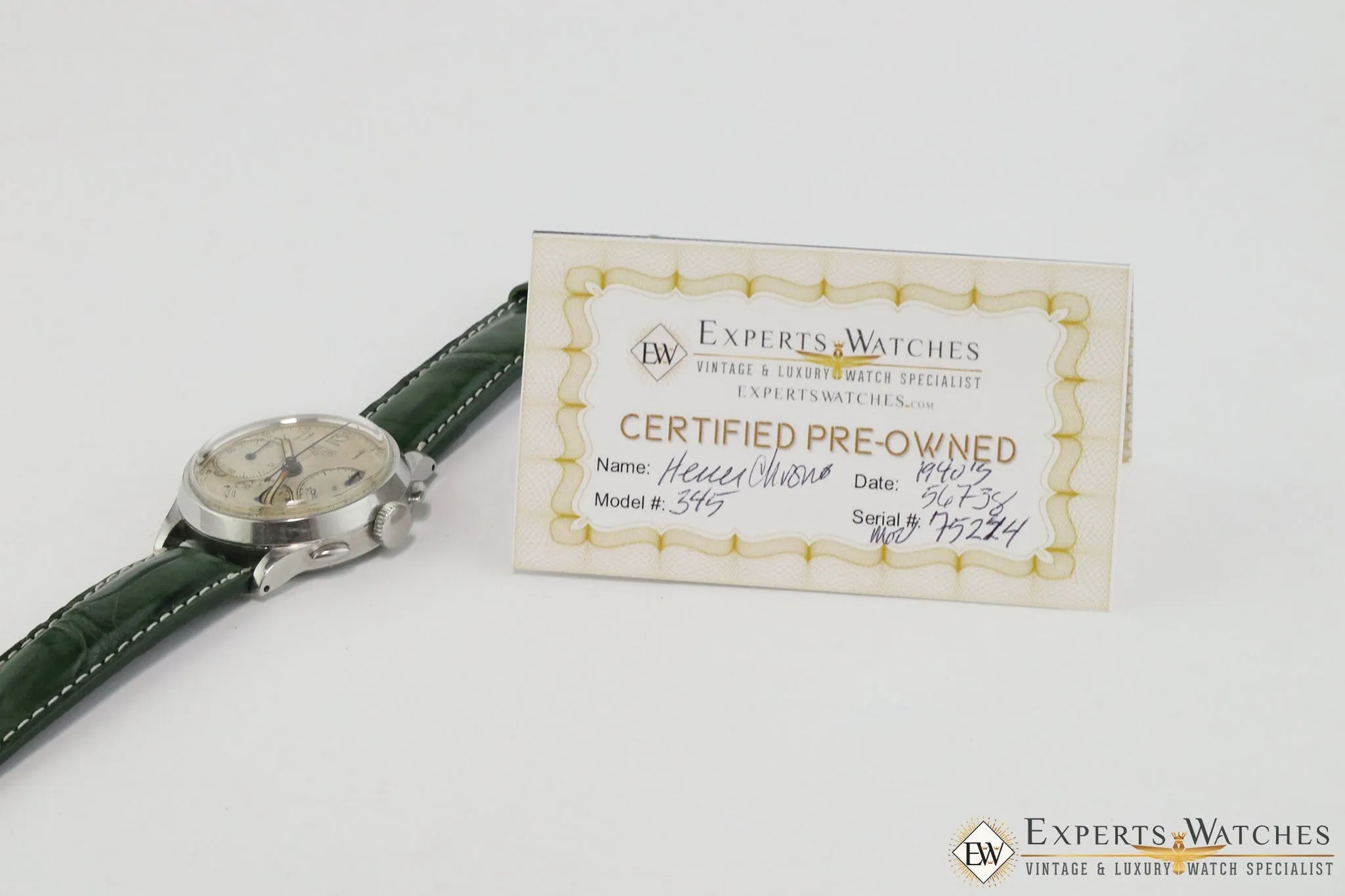 Serviced 1940's Vintage Heuer 345 Big Eye Chronograph Valjoux 71 Pre-Carrera