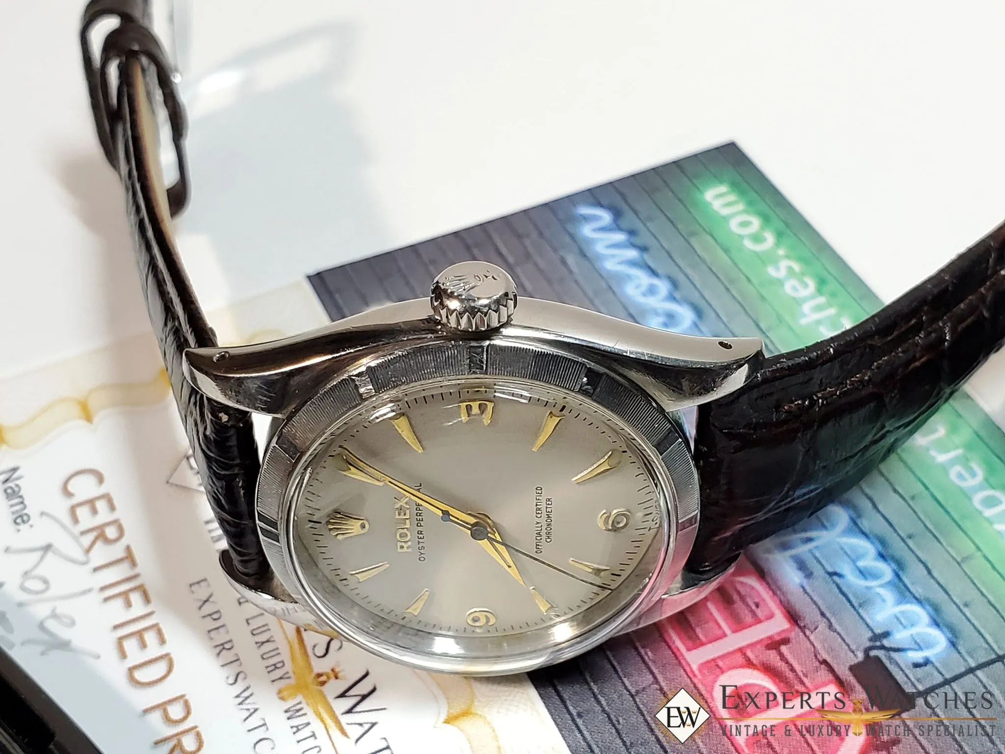 Serviced 1954 Vintage Rolex Oyster Perpetual Chronometer Cal 1030 watch Ref 6581