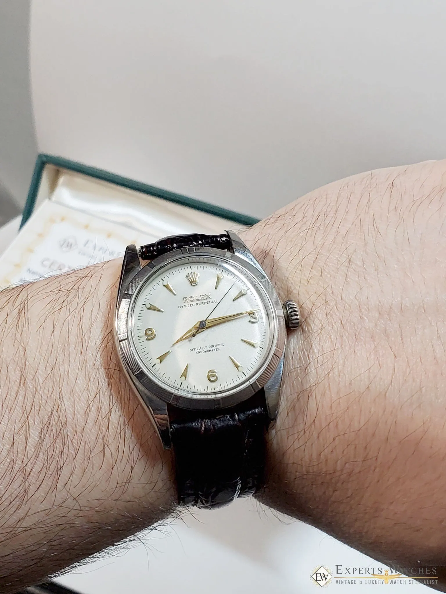 Serviced 1954 Vintage Rolex Oyster Perpetual Chronometer Cal 1030 watch Ref 6581