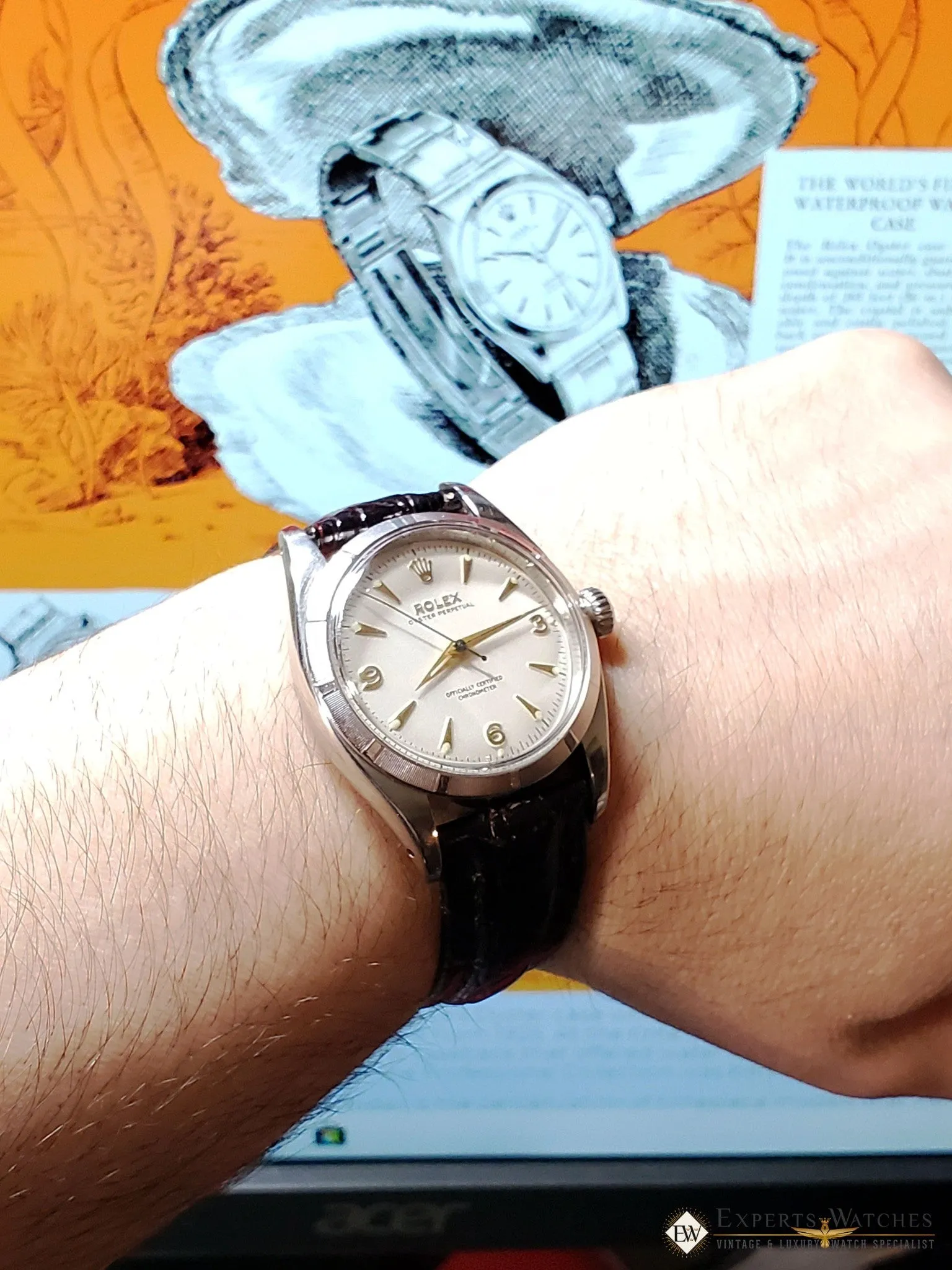Serviced 1954 Vintage Rolex Oyster Perpetual Chronometer Cal 1030 watch Ref 6581