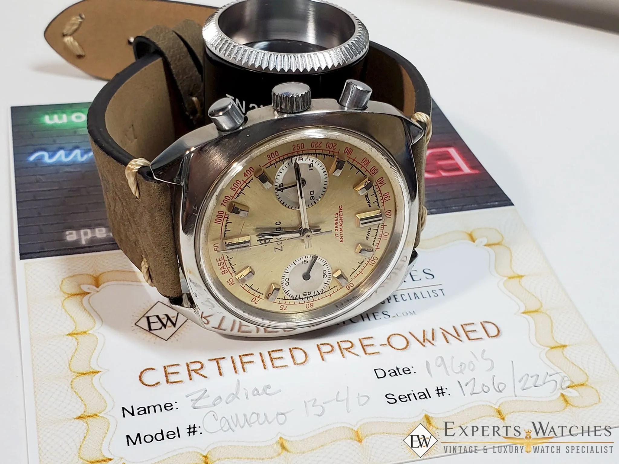 Serviced 1968 Vintage ZODIAC LE 'Camaro' Ref 9220 Chronograph VALJOUX 7730 Watch