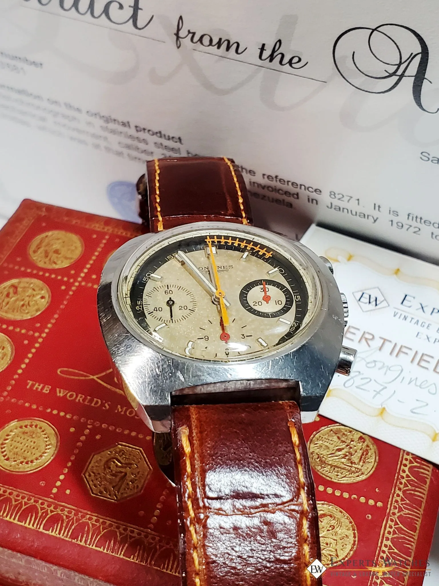 Serviced 1972 Vintage LONGINES NONIUS Chronograph 330 Valjoux 72 8271 Box watch
