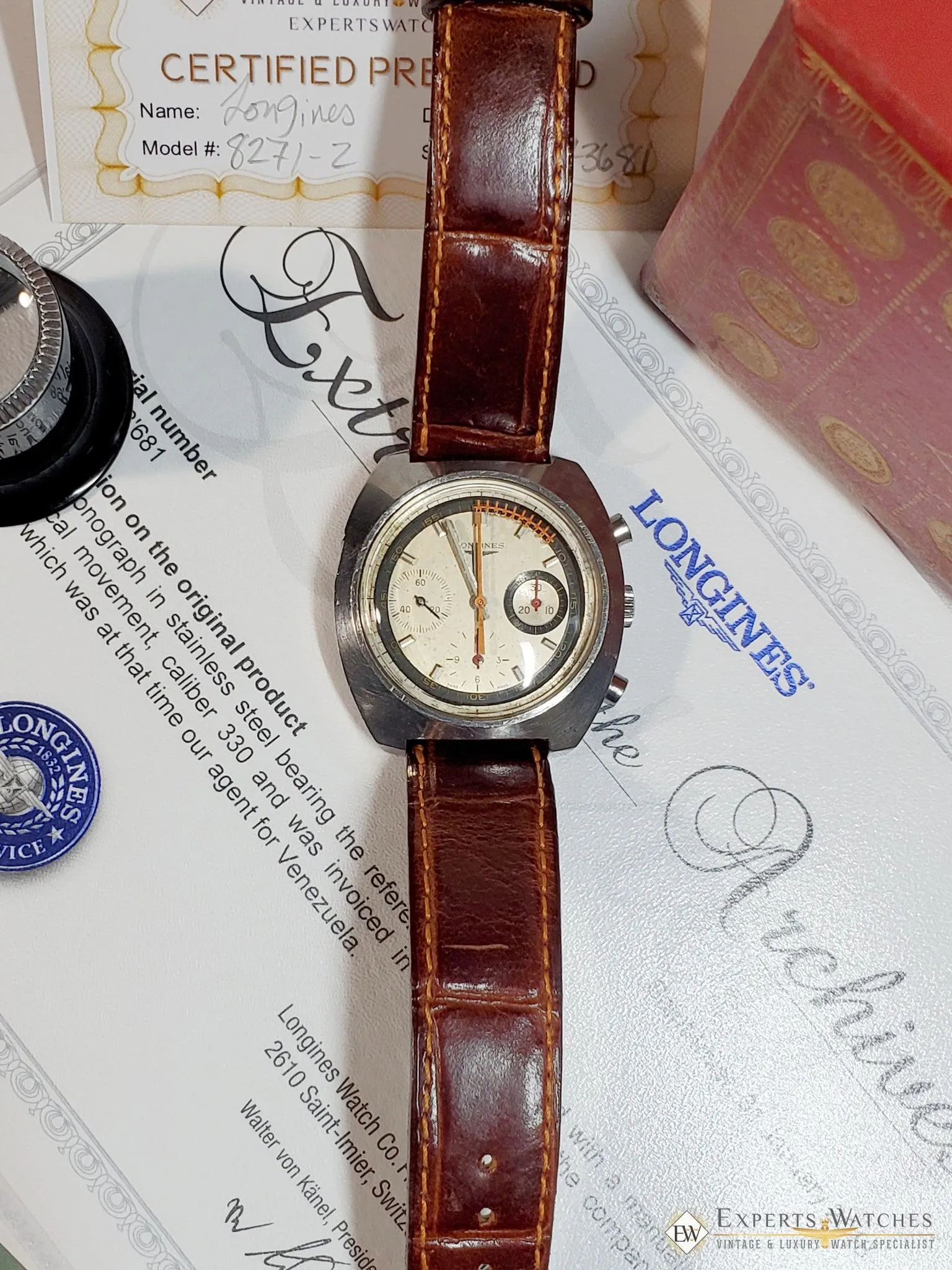 Serviced 1972 Vintage LONGINES NONIUS Chronograph 330 Valjoux 72 8271 Box watch