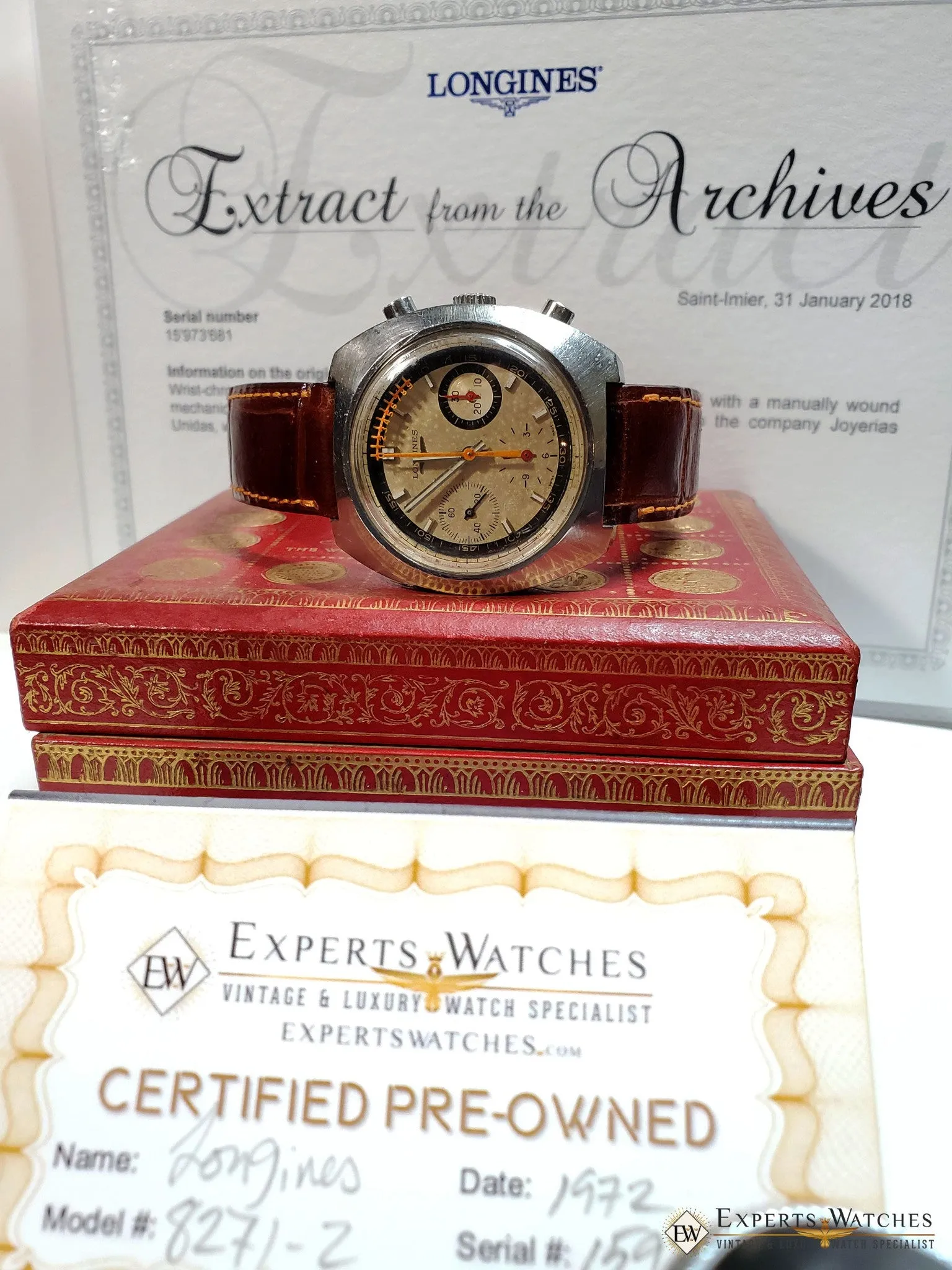 Serviced 1972 Vintage LONGINES NONIUS Chronograph 330 Valjoux 72 8271 Box watch