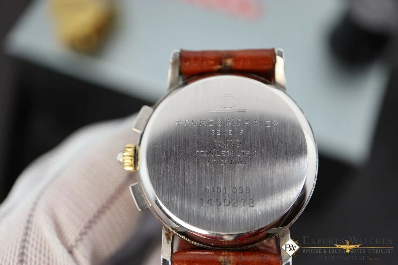 Serviced Vintage BAUME & MERCIER LEMANIA 1873 Chronograph 18K Gold Steel Watch