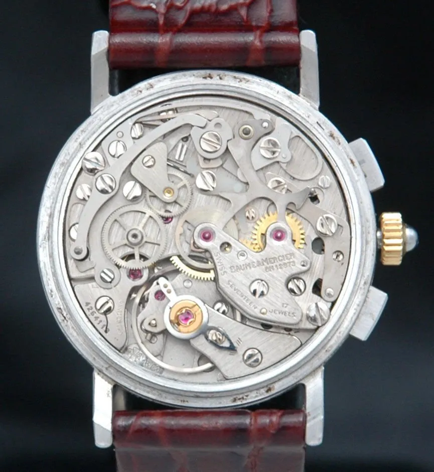 Serviced Vintage BAUME & MERCIER LEMANIA 1873 Chronograph 18K Gold Steel Watch