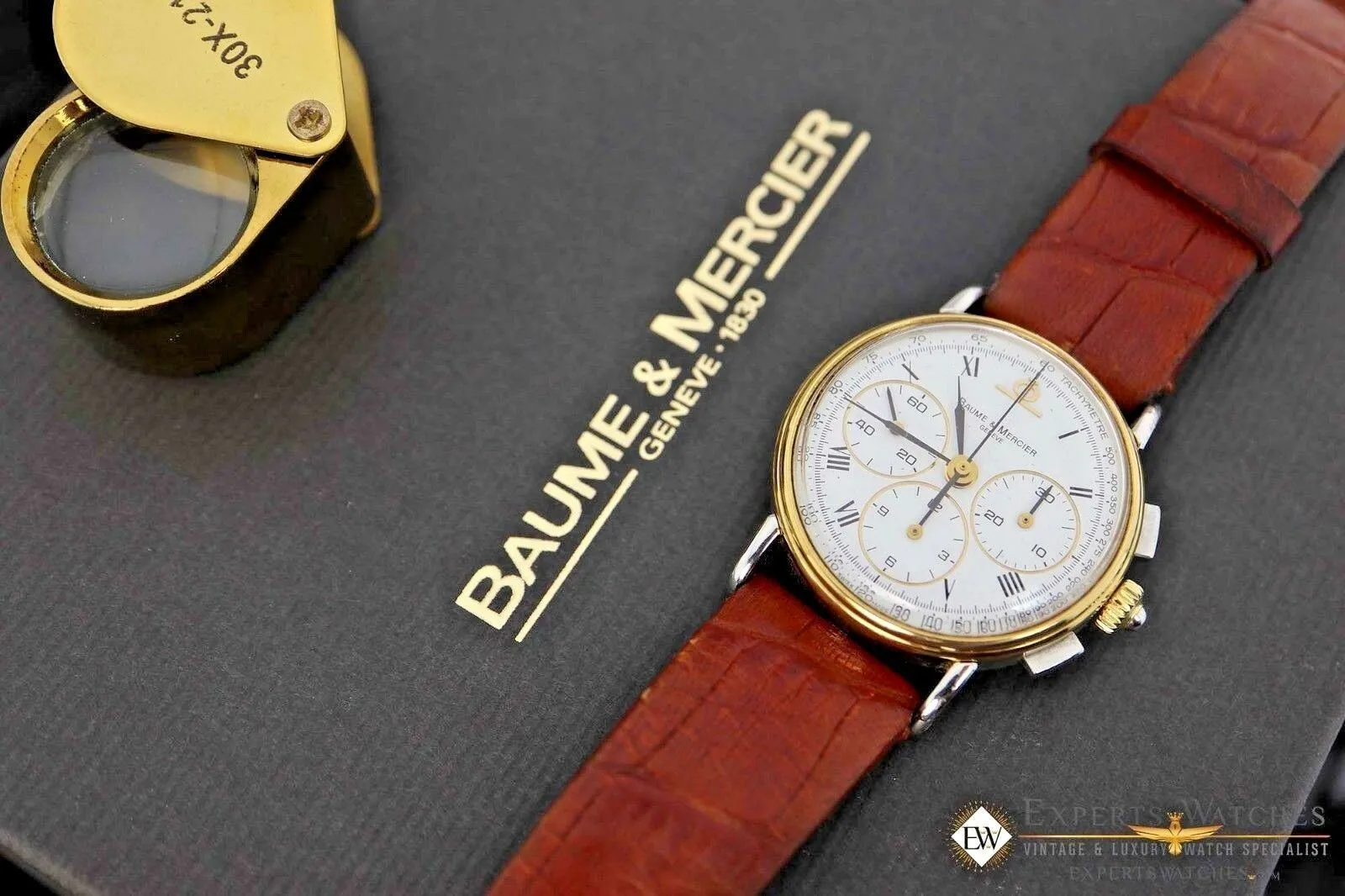 Serviced Vintage BAUME & MERCIER LEMANIA 1873 Chronograph 18K Gold Steel Watch