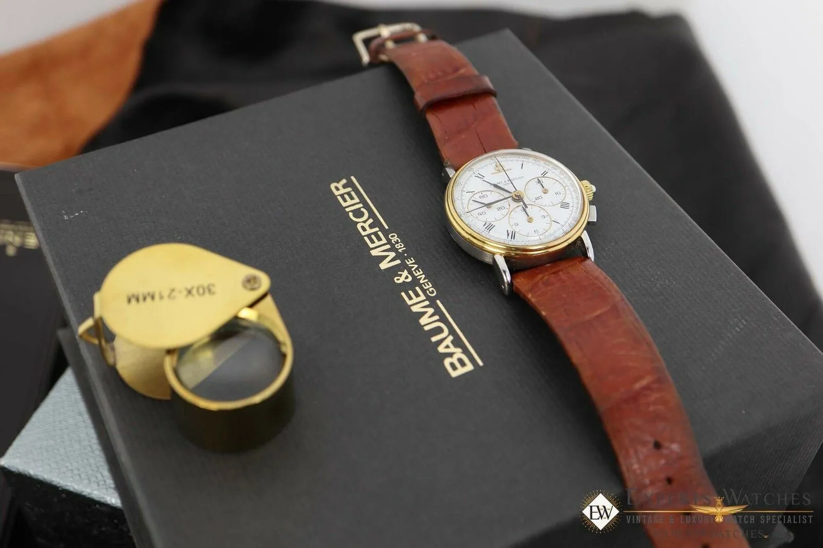 Serviced Vintage BAUME & MERCIER LEMANIA 1873 Chronograph 18K Gold Steel Watch