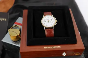 Serviced Vintage BAUME & MERCIER LEMANIA 1873 Chronograph 18K Gold Steel Watch