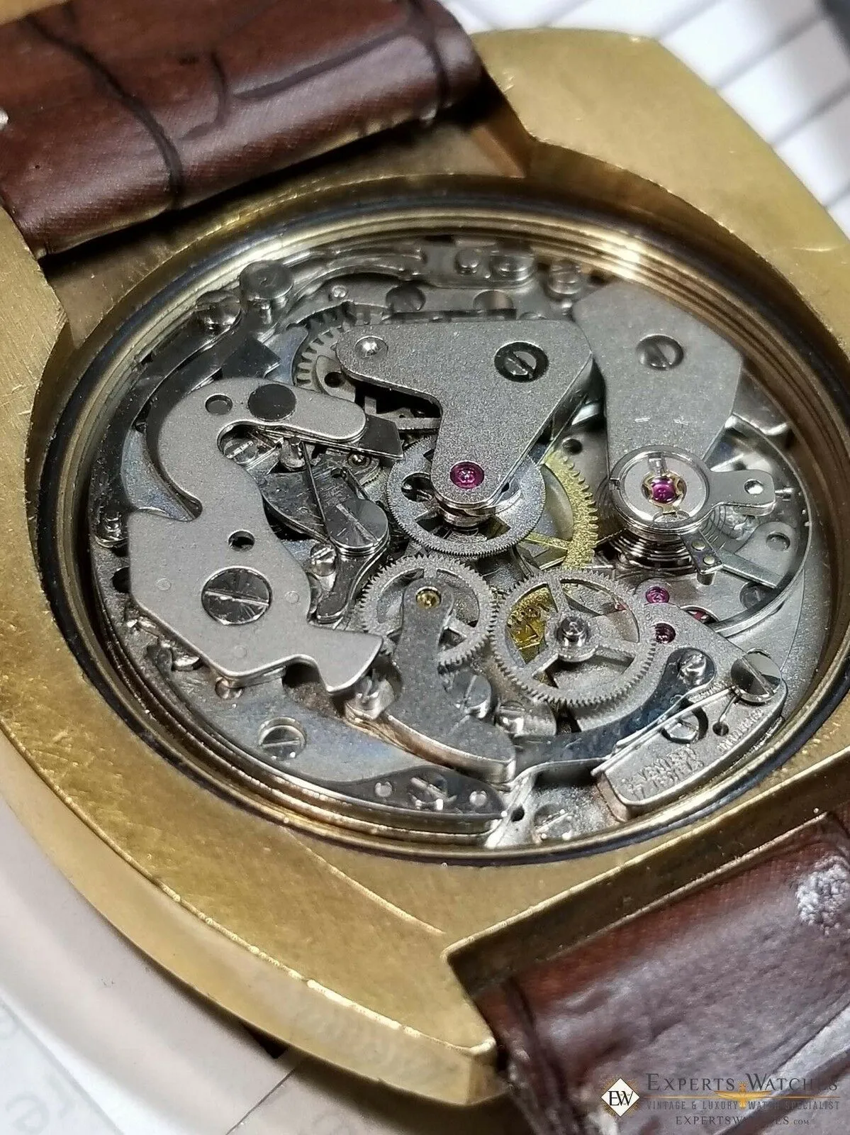 Serviced Vintage Carronade BullHead Chronograph Valjoux 7734 Gold 42.50 mm Watch