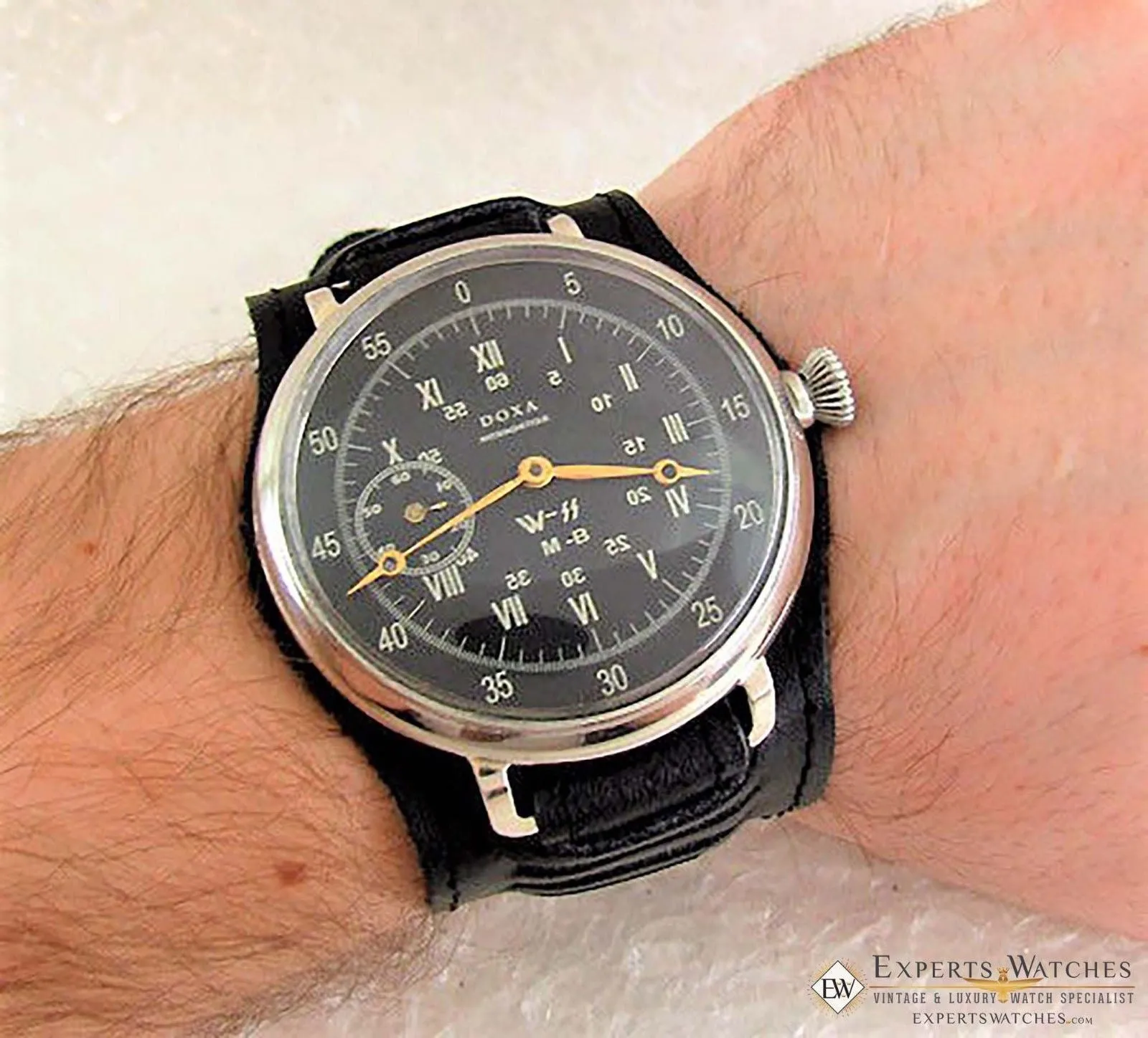 Serviced Vintage DOXA AVIATOR Large Military WWII Big Pilot's Watch 51mm Waffen