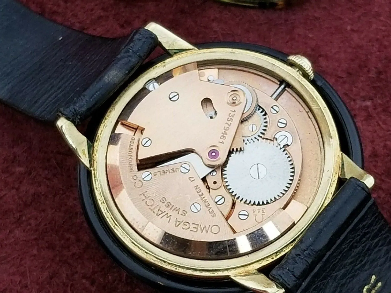 Serviced Vintage Omega F6212 14k Gold Filled 344 Bumper Automatic Watch 1952