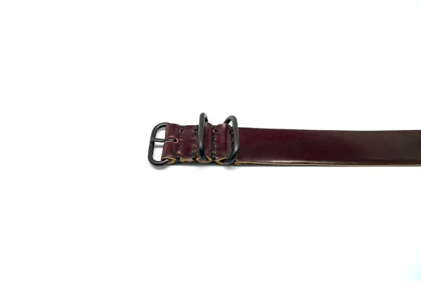 Shell Cordovan 1 Piece Military Leather Watch Strap - (PVD Buckle)