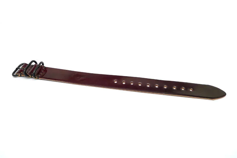 Shell Cordovan 1 Piece Military Leather Watch Strap - (PVD Buckle)