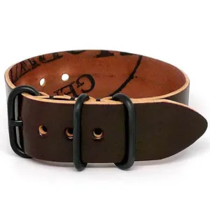 Shell Cordovan 1 Piece Military Leather Watch Strap - (PVD Buckle)