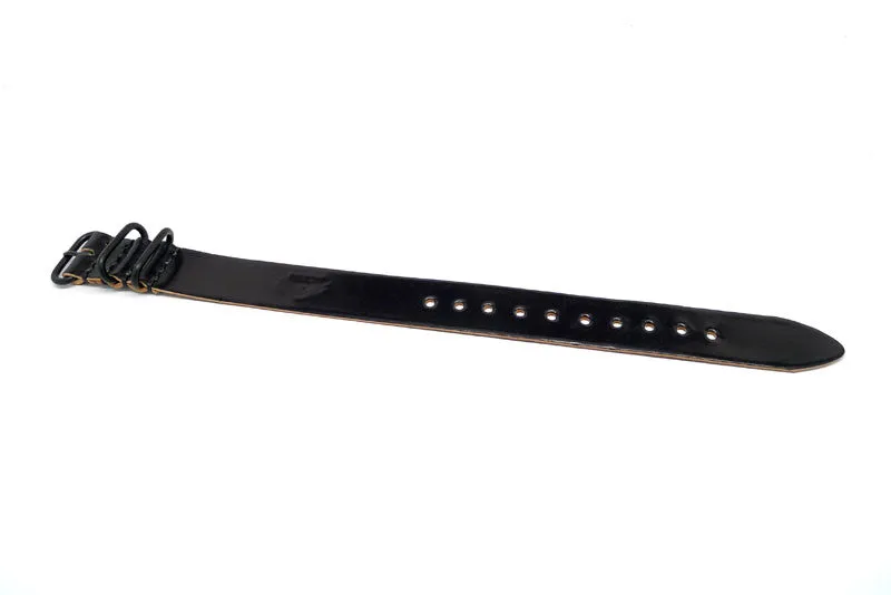 Shell Cordovan 1 Piece Military Leather Watch Strap - (PVD Buckle)