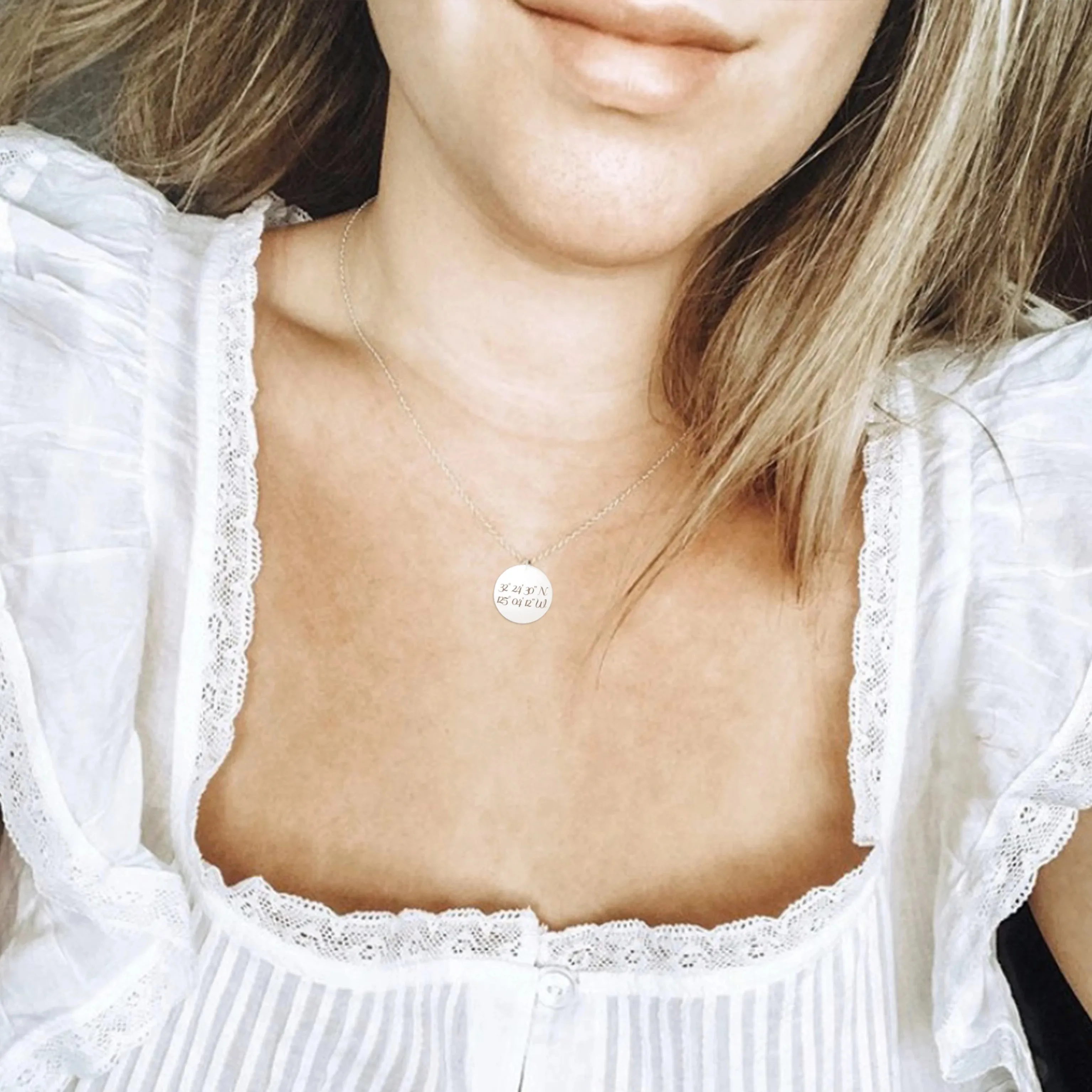 Silver Disc Coordinates Necklace