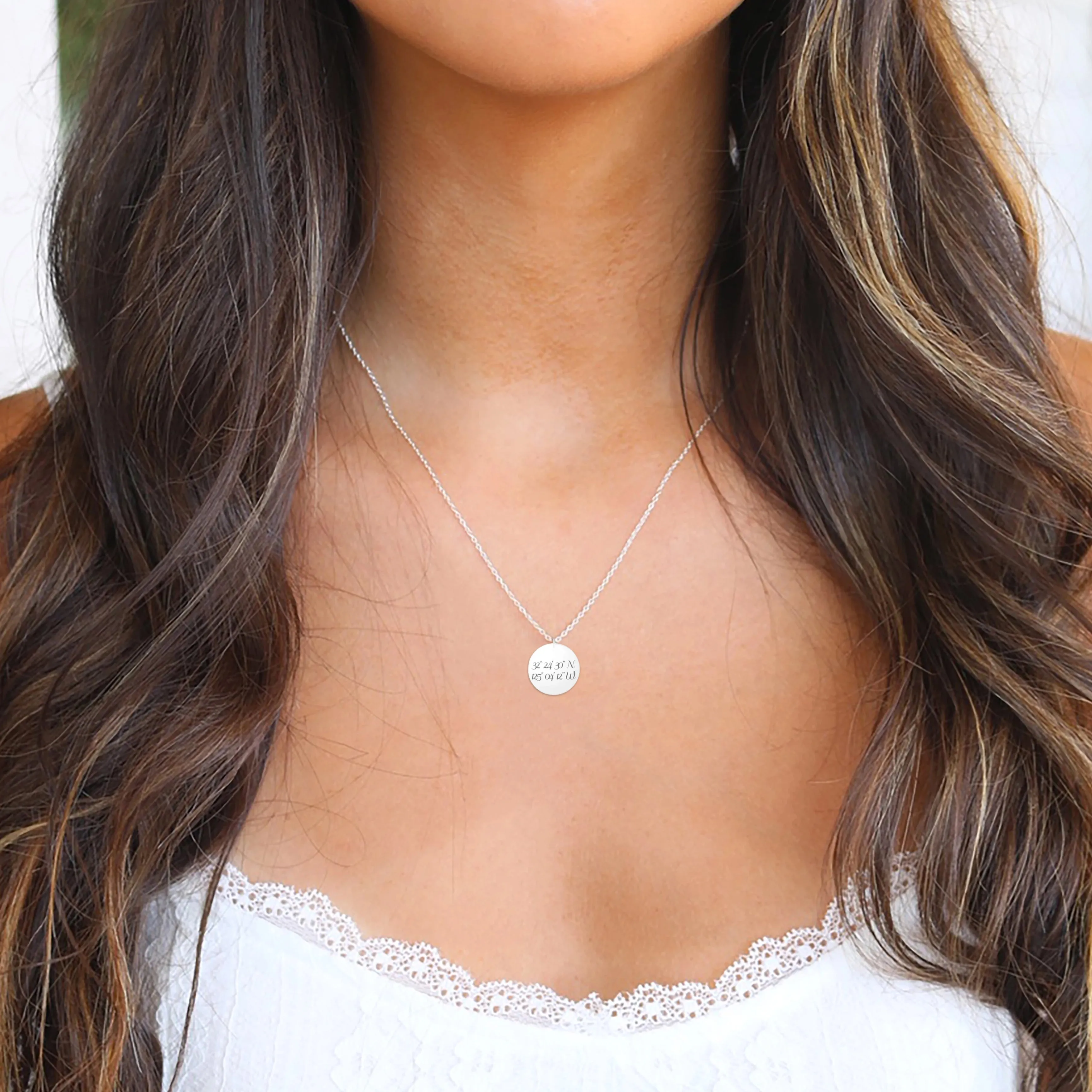 Silver Disc Coordinates Necklace
