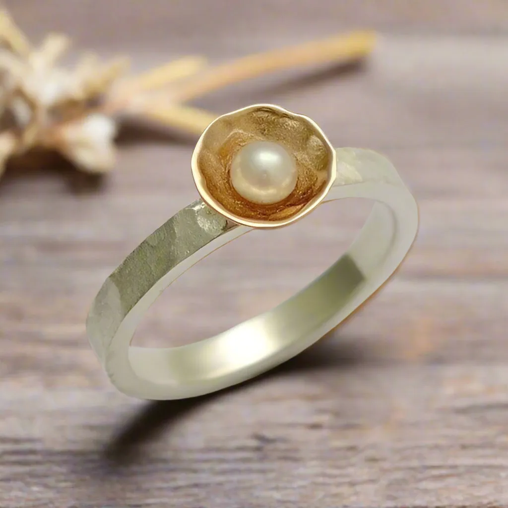 Silver Gold Clear Quartz Ring - Little Angel