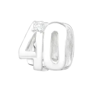 Silver "40" Charm Bead