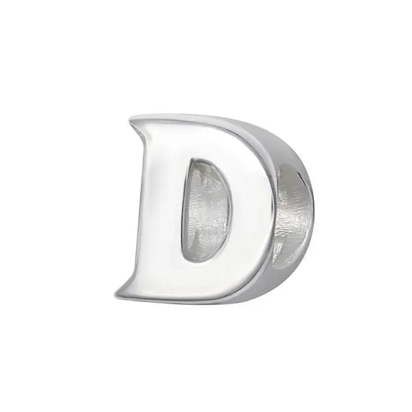 Silver "D" Charm Bead