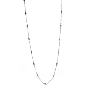 SILVER RICE BEAD NECKLACE AND EARRINGS SET #SQHX091602S (ME10)