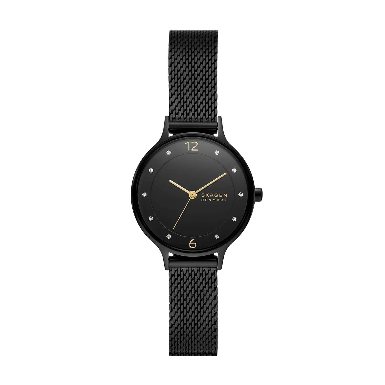Skagen Anita Lille Three-Hand Black Stainless Steel Mesh Watch