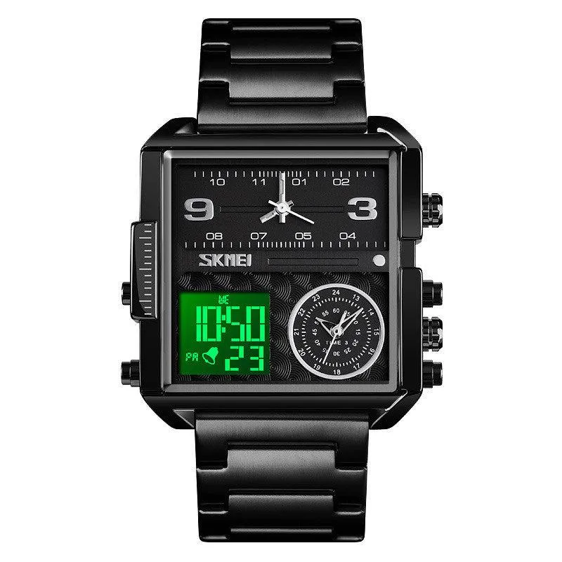 Skmei square 3 time Analog Digital 41mm dial watch for Men 1584 Original