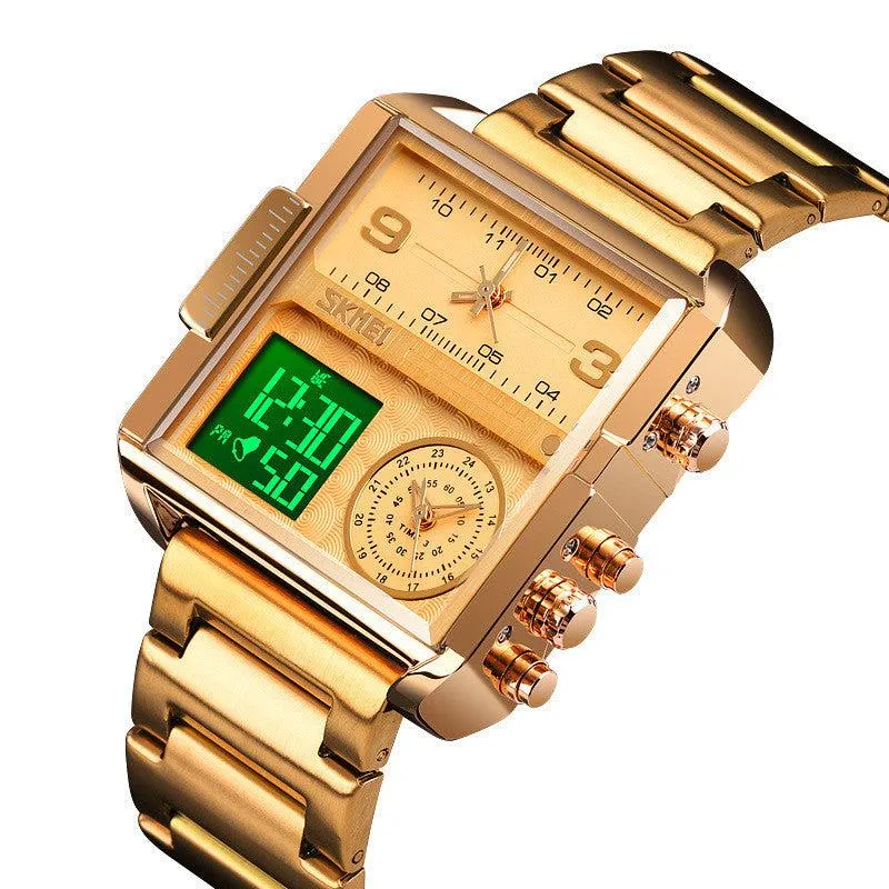 Skmei square 3 time Analog Digital 41mm dial watch for Men 1584 Original