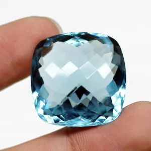 Sky Blue Topaz Quartz Hydro Square Cut Stone Gemstone, 25x25x14mm 54 aprrox