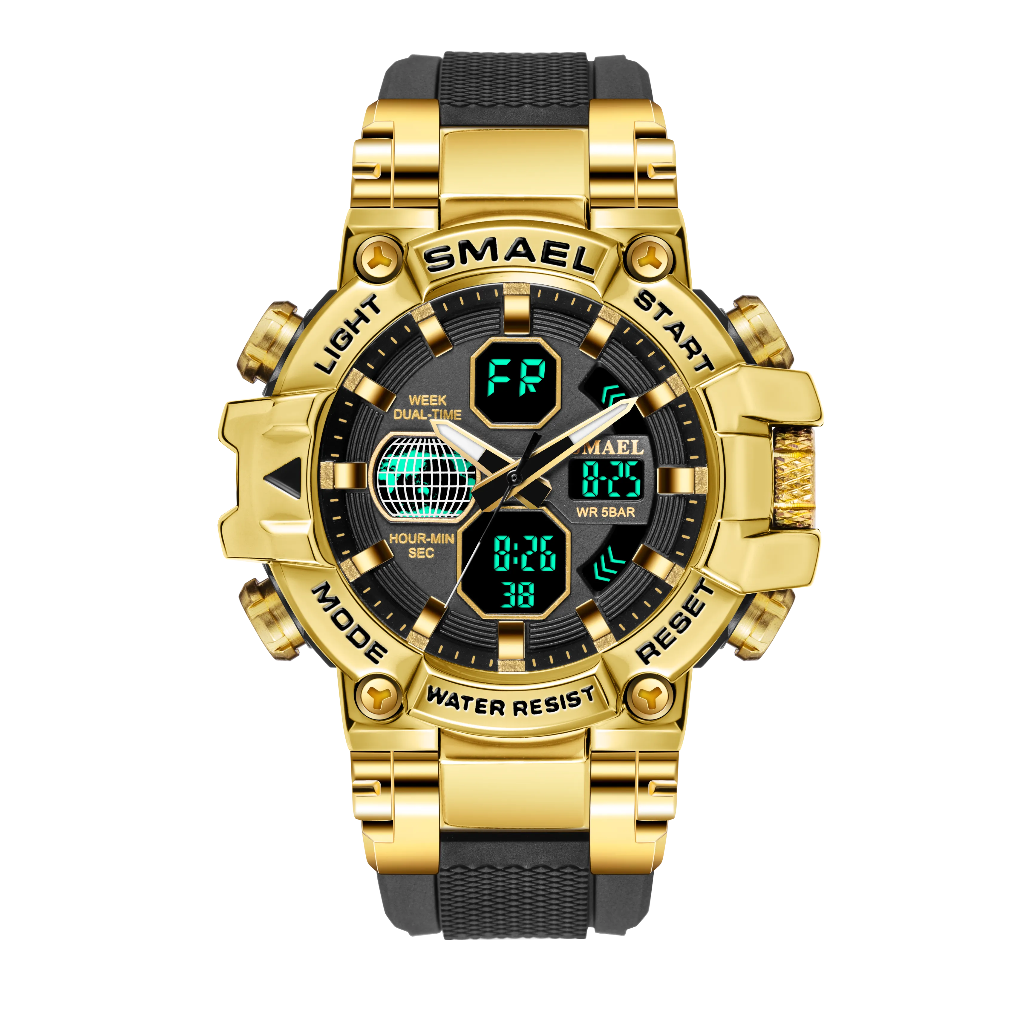 SMAEL Brand Men&#39;s Sports Fashion Fitness Watch Dual Display Analog Digital Wristwatches Men Waterproof Colorful Military Watches