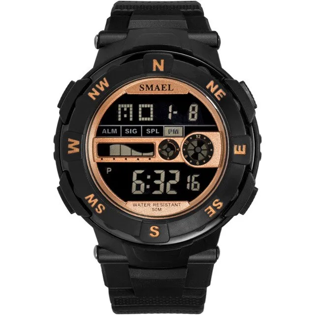 SMAEL Brand Mens Sports Watches Waterproof Digital LED Military Watch Men Fashion Casual Electronics Wristwatches Digital Clock