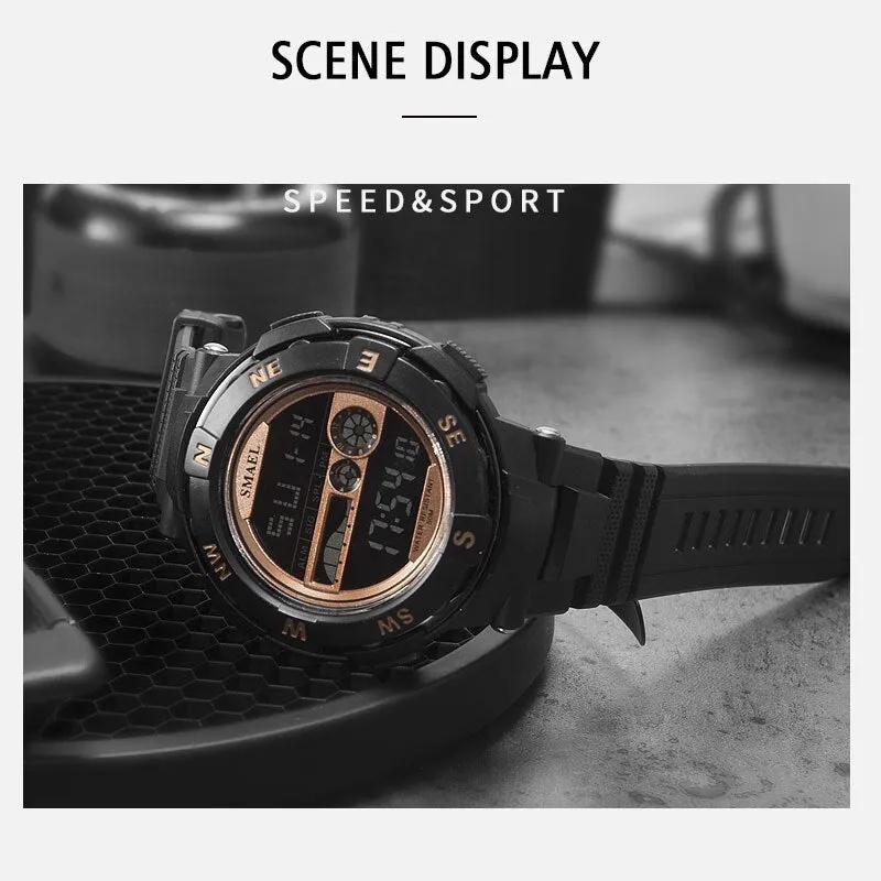 SMAEL Brand Mens Sports Watches Waterproof Digital LED Military Watch Men Fashion Casual Electronics Wristwatches Digital Clock