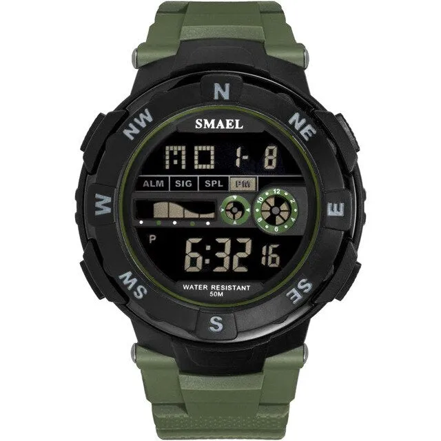 SMAEL Brand Mens Sports Watches Waterproof Digital LED Military Watch Men Fashion Casual Electronics Wristwatches Digital Clock