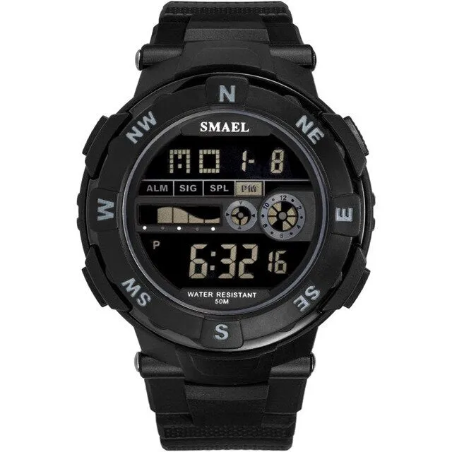 SMAEL Brand Mens Sports Watches Waterproof Digital LED Military Watch Men Fashion Casual Electronics Wristwatches Digital Clock