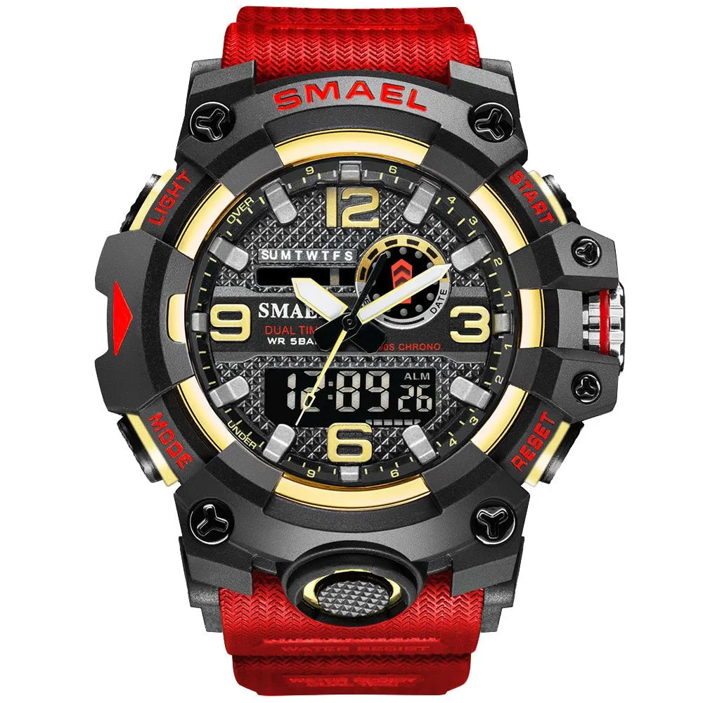 SMAEL Digital Men Military Watches Dual Time Waterproof Luxury Top Brand Watch Men&#39;s Sports LED Quartz Analog Wristwatches Male