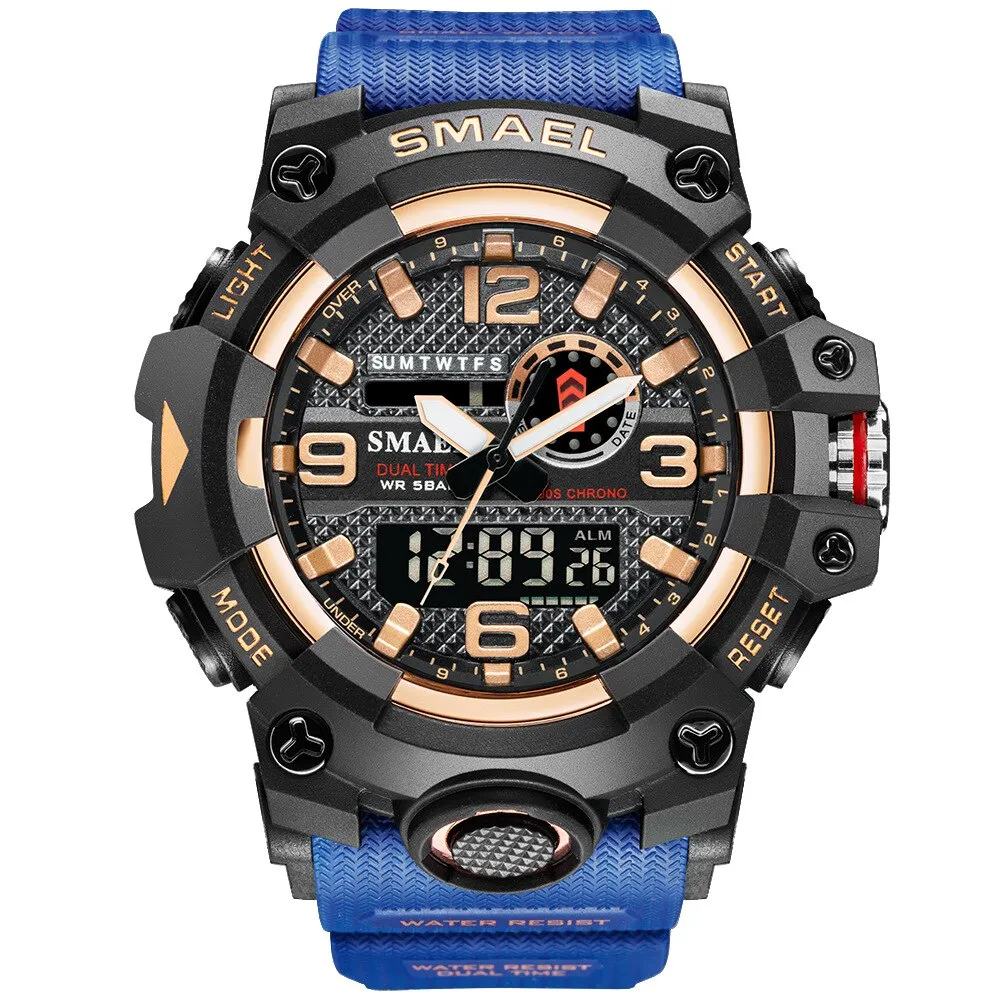 SMAEL Digital Men Military Watches Dual Time Waterproof Luxury Top Brand Watch Men&#39;s Sports LED Quartz Analog Wristwatches Male