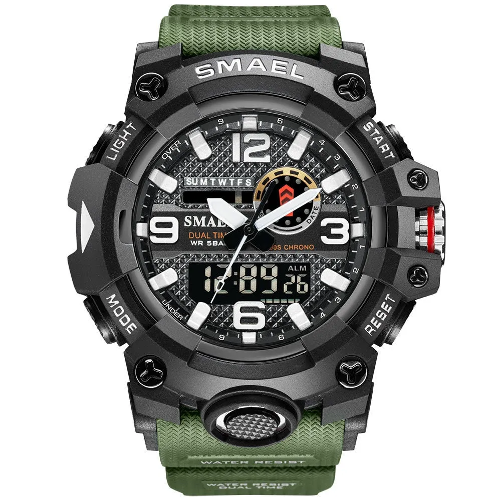 SMAEL Digital Men Military Watches Dual Time Waterproof Luxury Top Brand Watch Men&#39;s Sports LED Quartz Analog Wristwatches Male