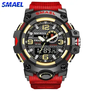 SMAEL Digital Men Military Watches Dual Time Waterproof Luxury Top Brand Watch Men&#39;s Sports LED Quartz Analog Wristwatches Male
