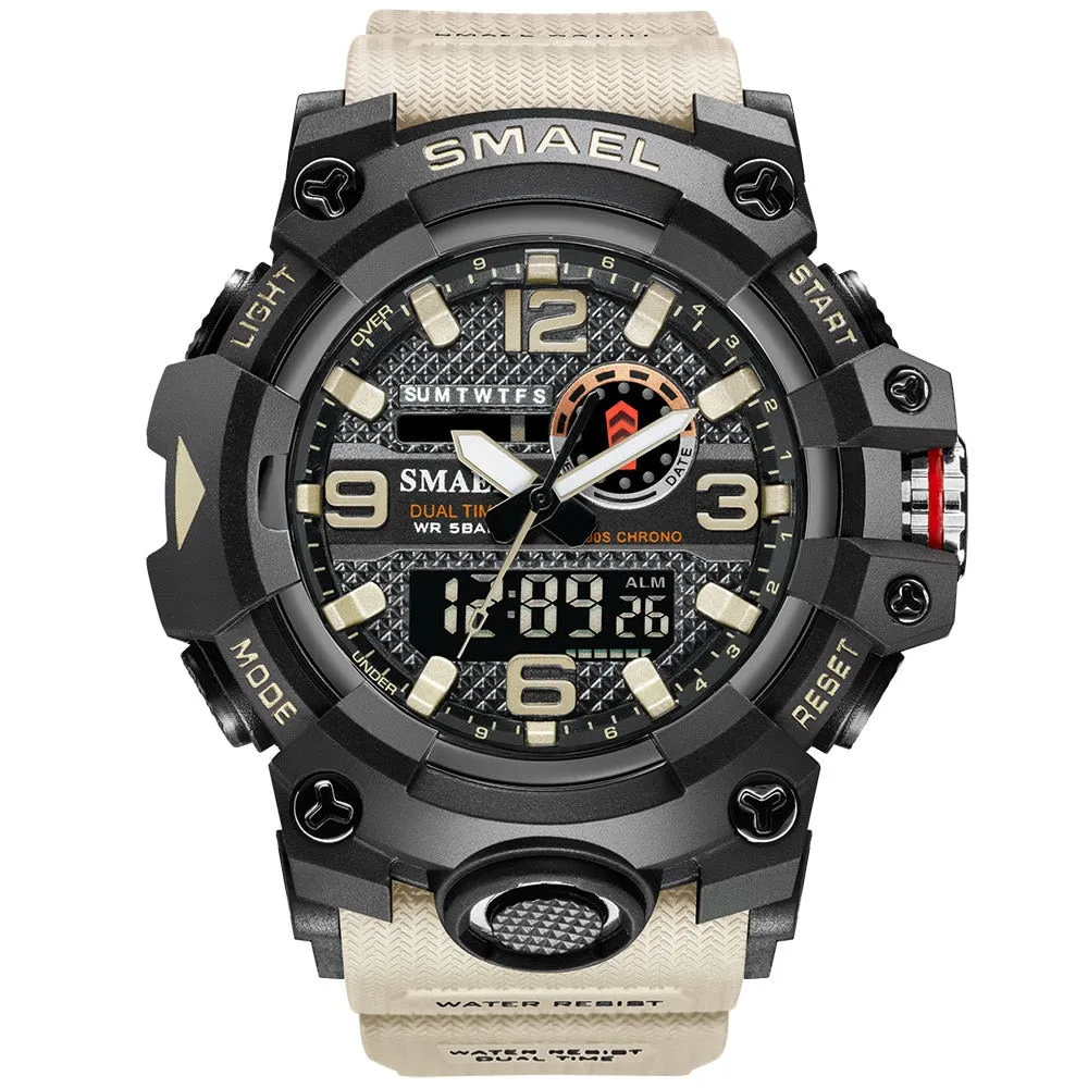 SMAEL Digital Men Military Watches Dual Time Waterproof Luxury Top Brand Watch Men&#39;s Sports LED Quartz Analog Wristwatches Male