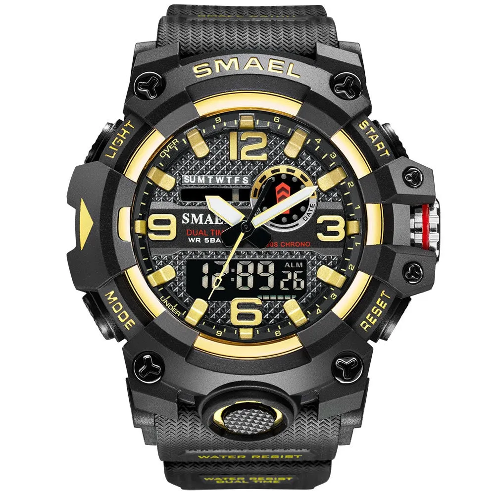SMAEL Digital Men Military Watches Dual Time Waterproof Luxury Top Brand Watch Men&#39;s Sports LED Quartz Analog Wristwatches Male