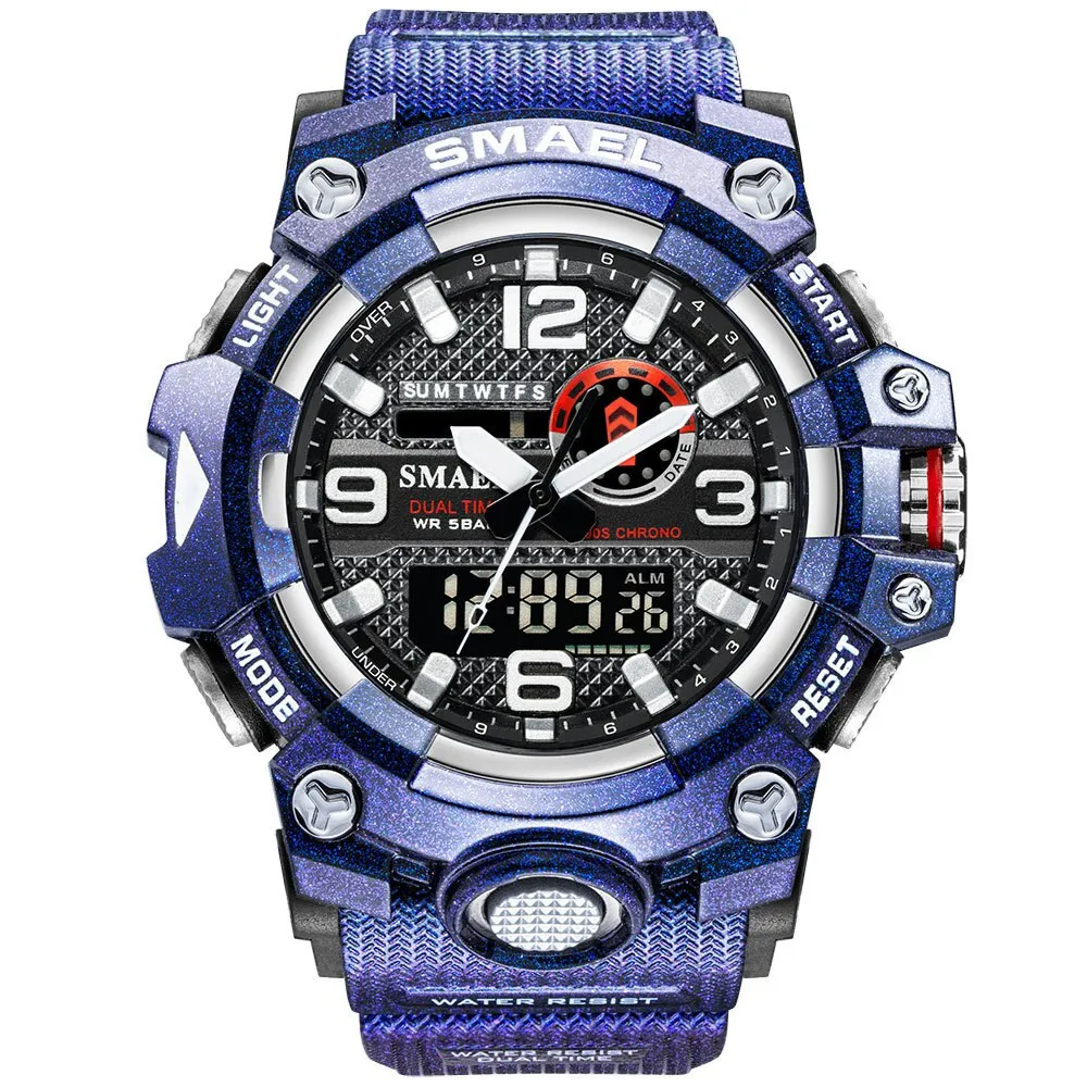 SMAEL Digital Men Military Watches Dual Time Waterproof Luxury Top Brand Watch Men&#39;s Sports LED Quartz Analog Wristwatches Male