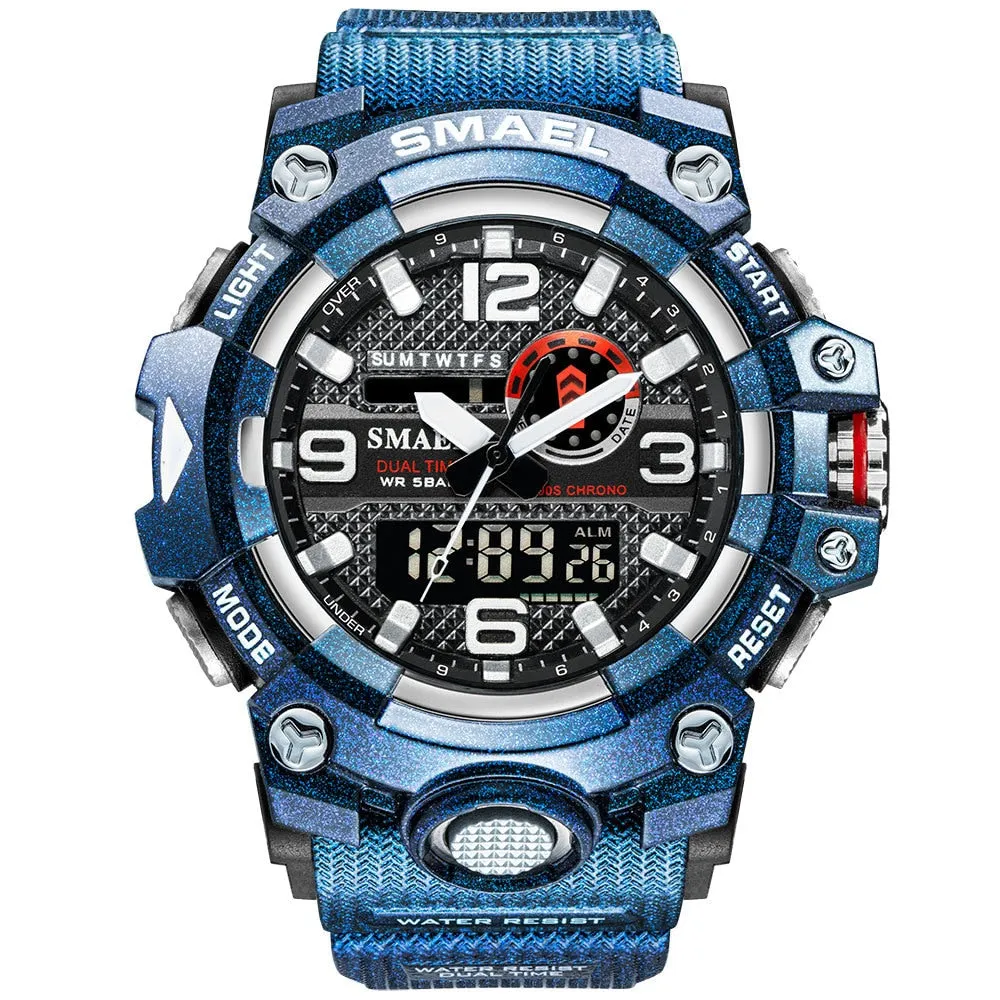 SMAEL Digital Men Military Watches Dual Time Waterproof Luxury Top Brand Watch Men&#39;s Sports LED Quartz Analog Wristwatches Male