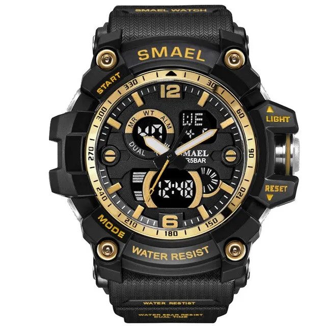 SMAEL Digital Watch for Men Sport Men Quartz Sports Watches Luxury Brand Cool LED Military Wristwatch Timer Male